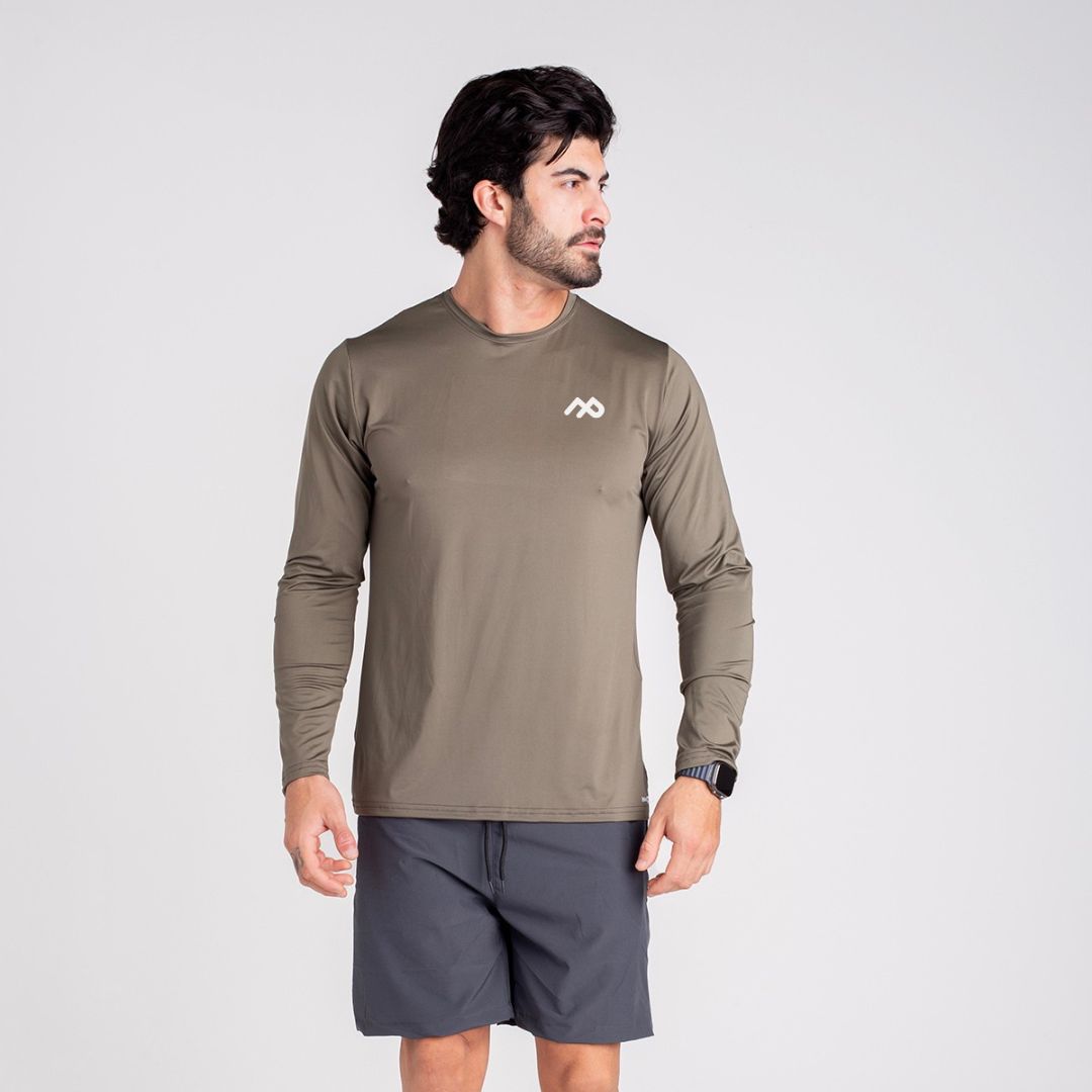 Camiseta Dry Fit Manga Longa Speed Ru Proteção UV50+ Marrom