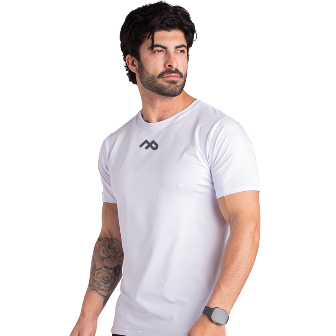 Camiseta Dry Fit Manga Curta Speed Ru Proteção UV50+ Branco