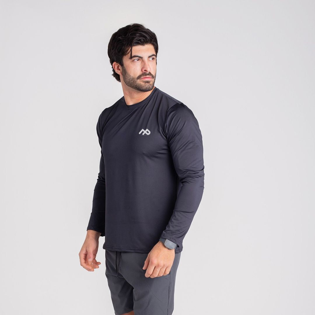 Camiseta Dry Fit Manga Longa Speed Ru Proteção UV50+ Preto