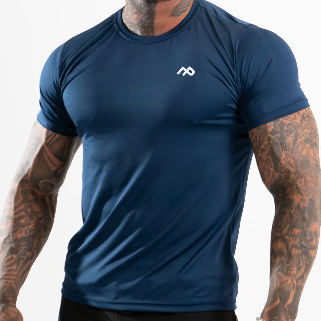 Camiseta Dry Fit Manga Curta Speed Run Proteção UV50+ Azul