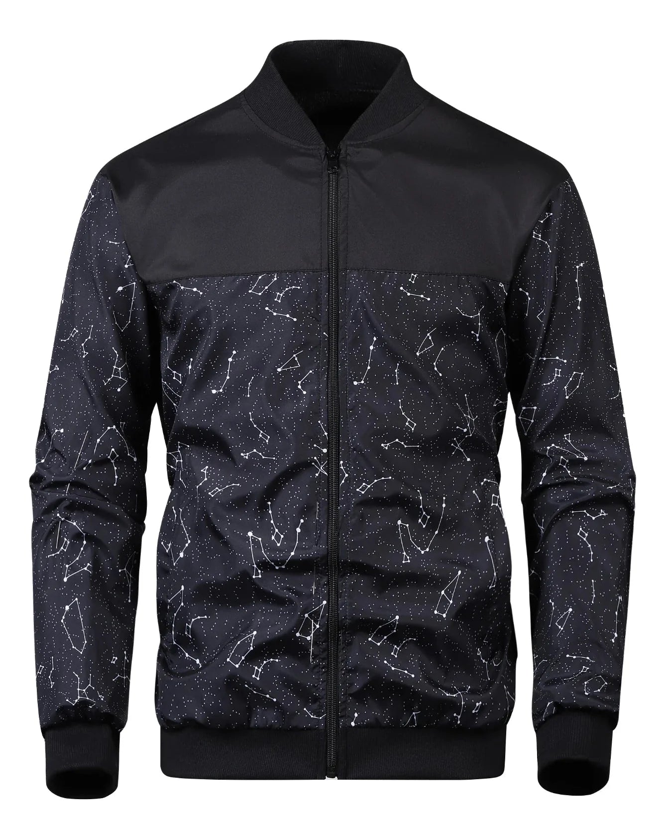 Jaqueta Masculina Velocity Pro cinza da Speed Run, vista frontal com zíper fechado