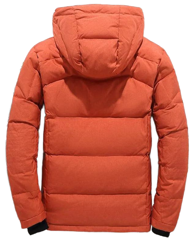 Vista traseira da jaqueta masculina Alpha Layer Speed Run, design moderno e forro térmico