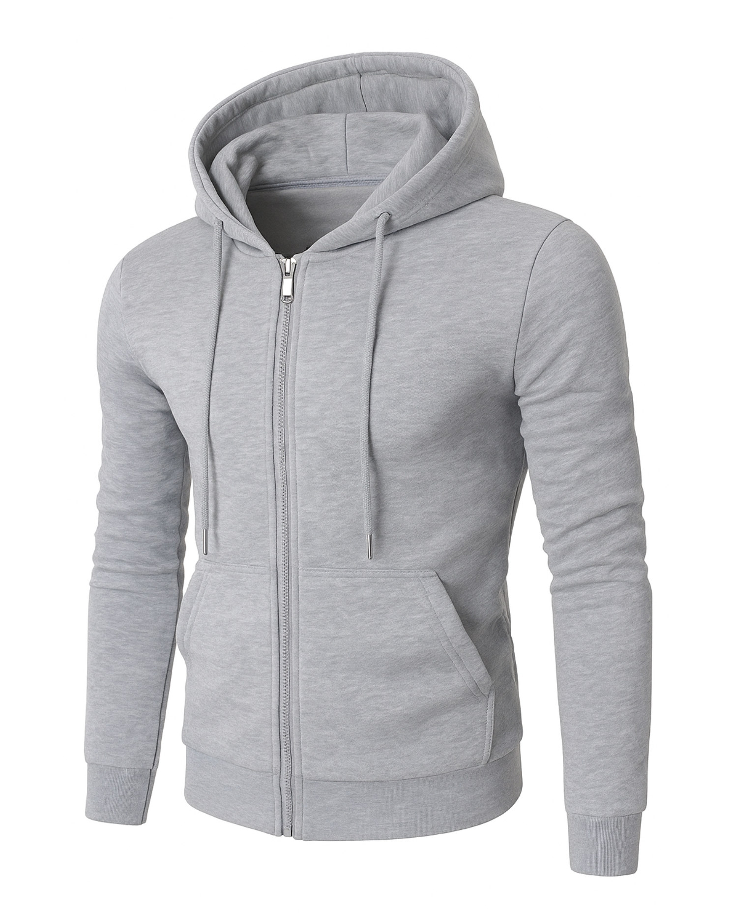Jaqueta de moletom masculina Urban Shield Speed Run vista frontal, com capuz e bolso canguru, Cor Cinza