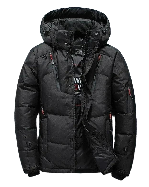 Jaqueta puffer masculina Speed Run com forro térmico, ideal para inverno rigoroso – vista frontal