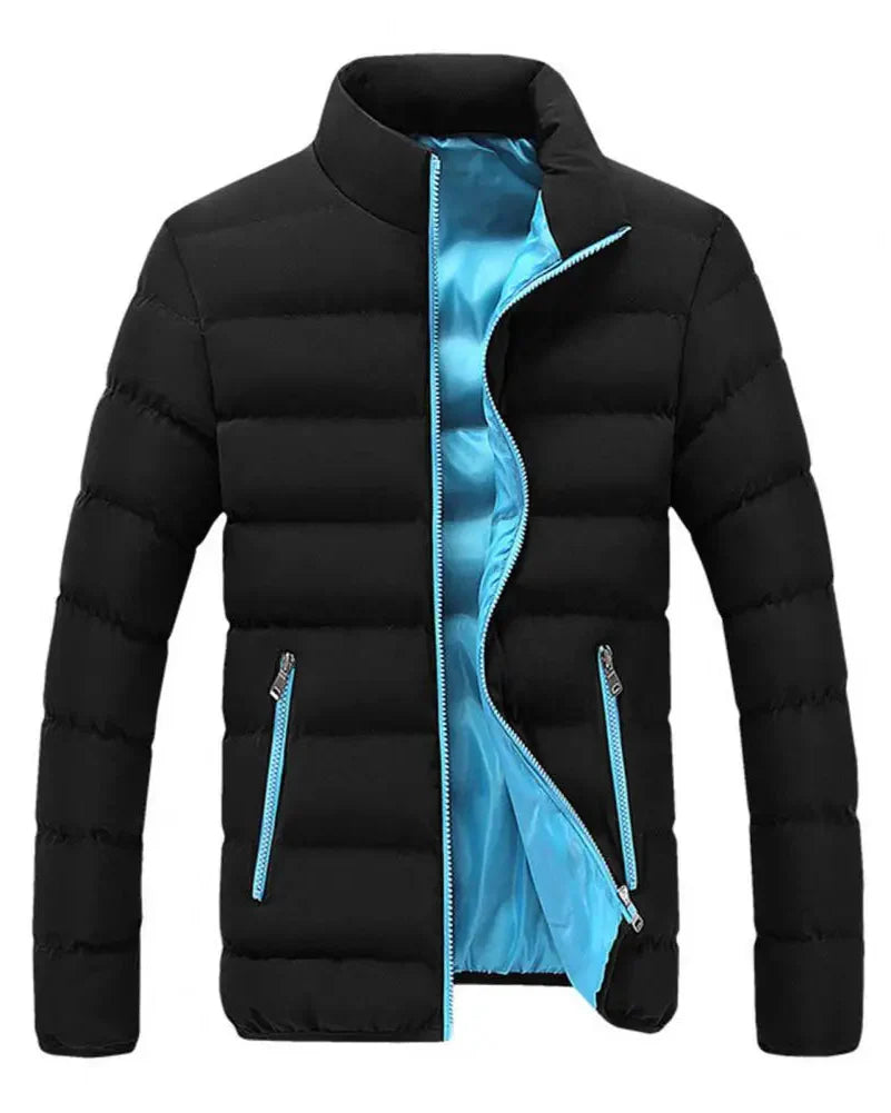 Jaqueta puffer masculina Speed Run vista frontal, ideal para frio intenso