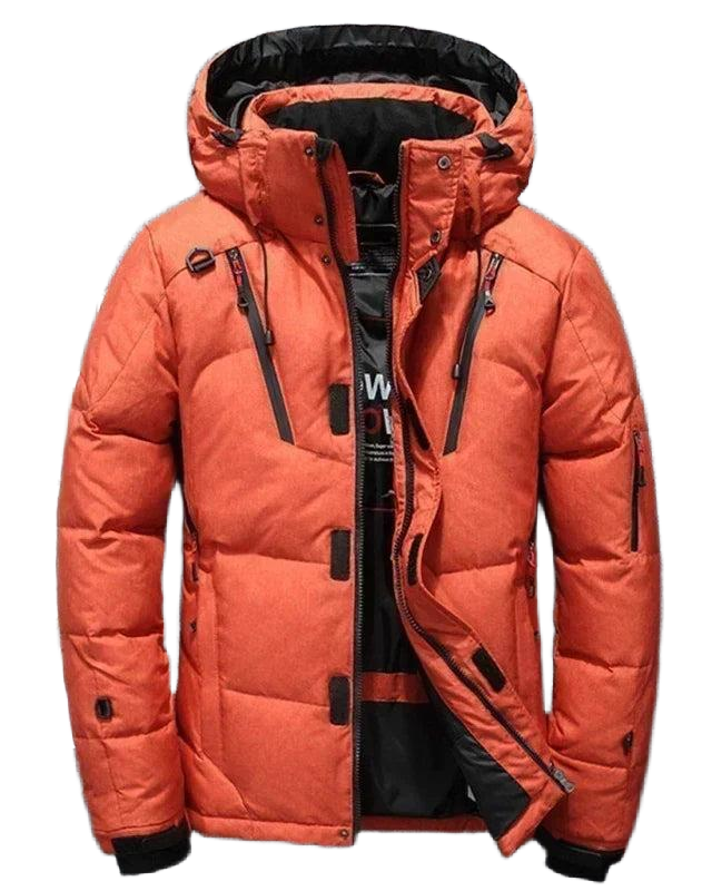Jaqueta puffer masculina Speed Run com forro térmico, ideal para inverno rigoroso – vista frontal