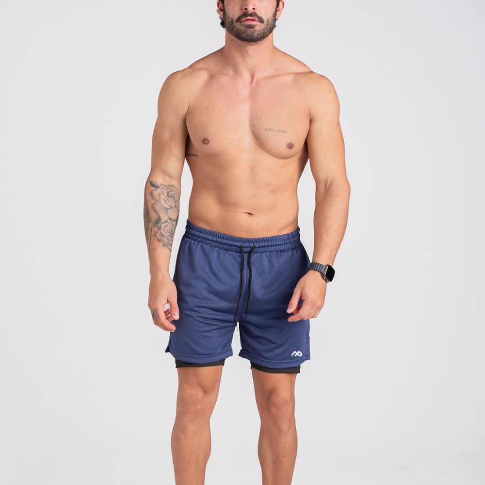 shorts de compressao azul speed run