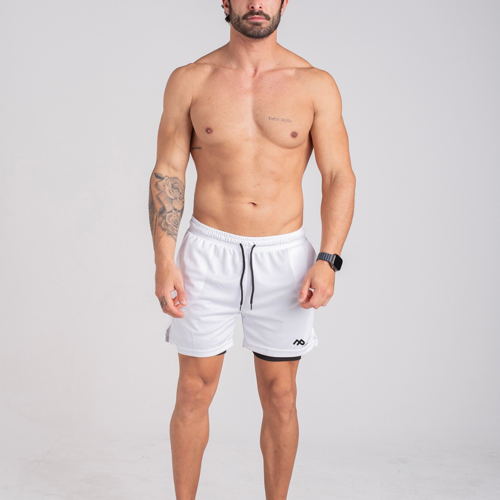 shorts de compressão branco speed run